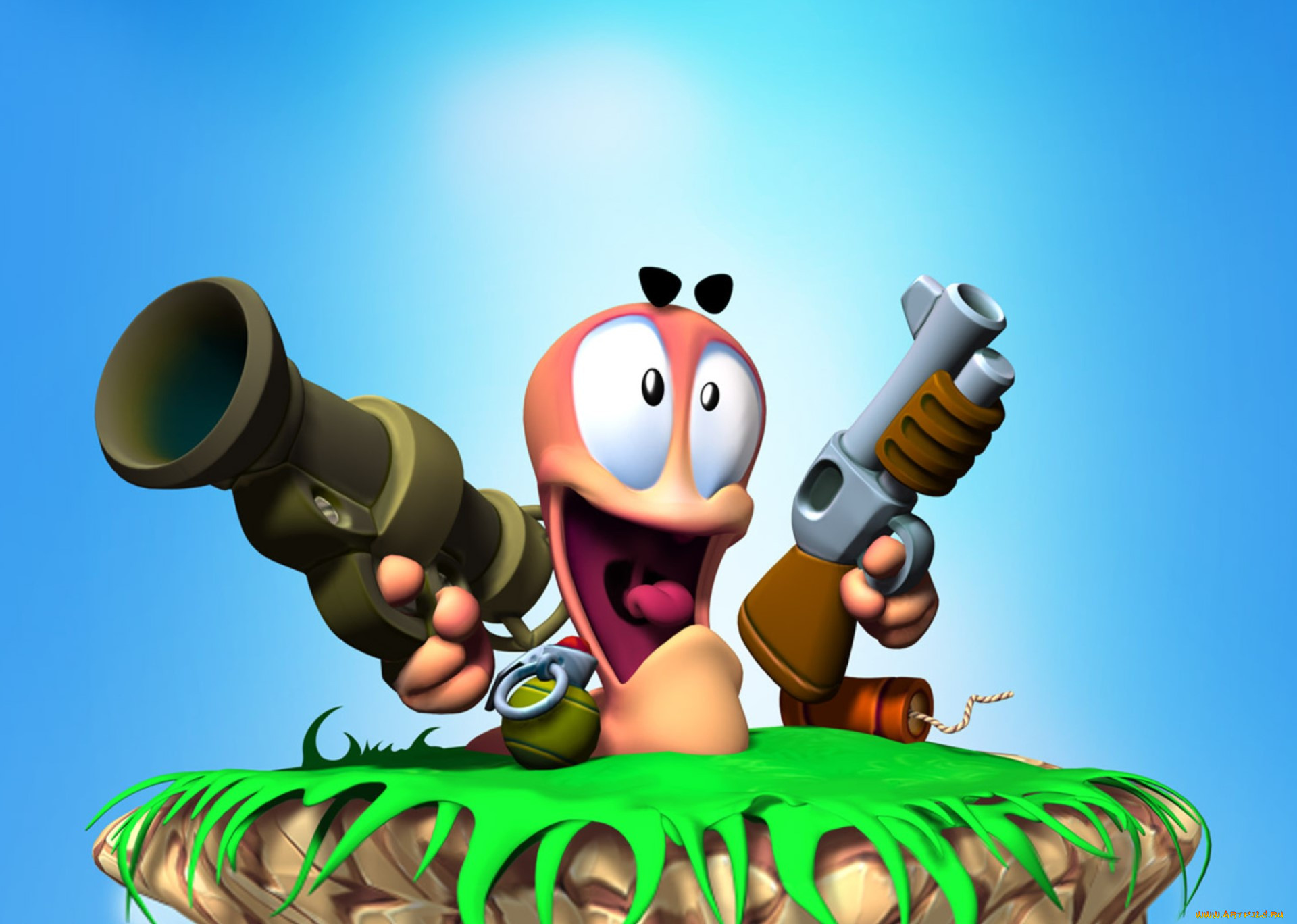 Обои Видео Игры Worms 3D, обои для рабочего стола, фотографии видео игры,  worms 3d, червяк, оружие Обои для рабочего стола, скачать обои картинки  заставки на рабочий стол.